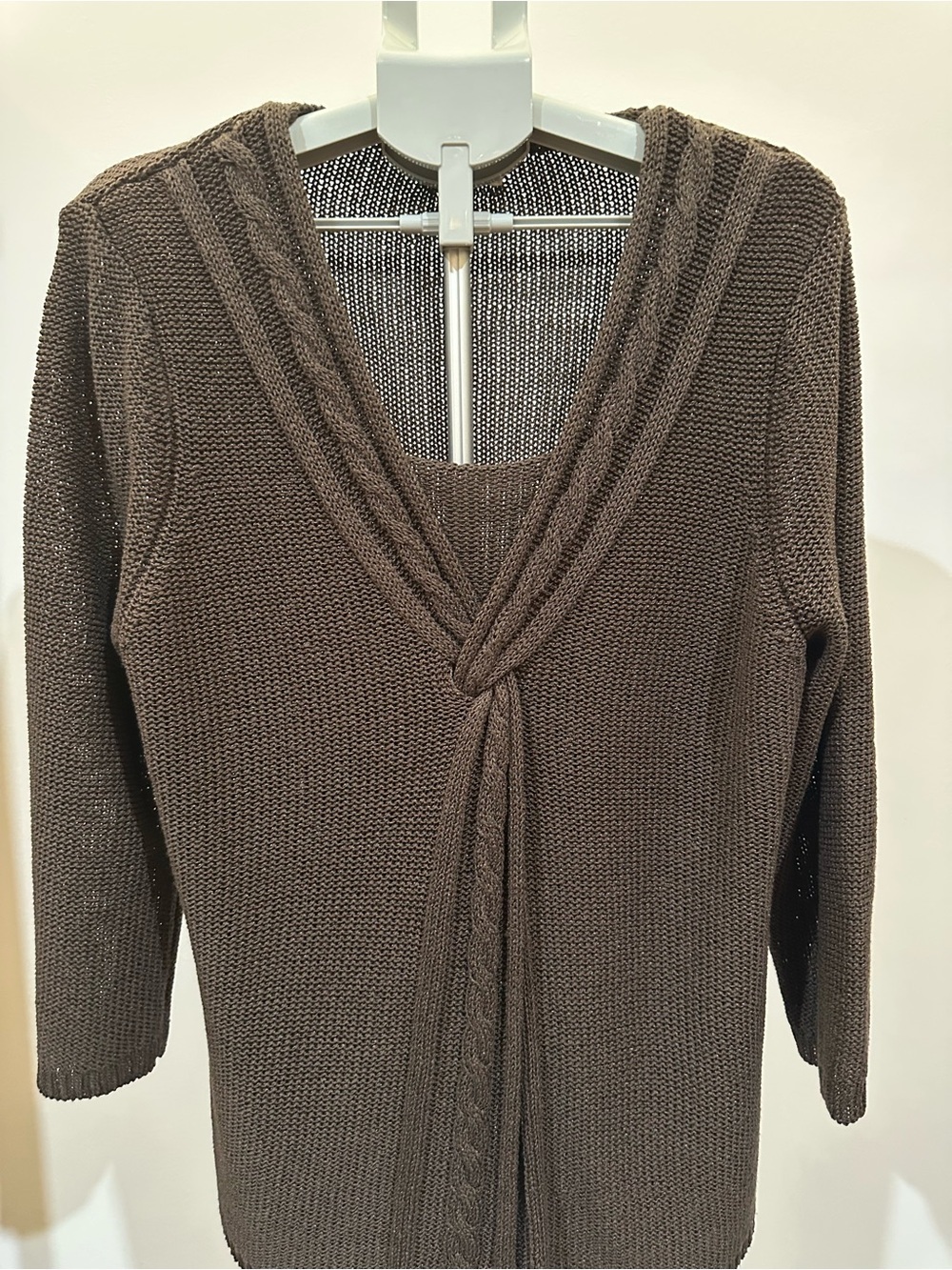 Northern Reflections Chocolate Brown V-Neck Knit Pullover